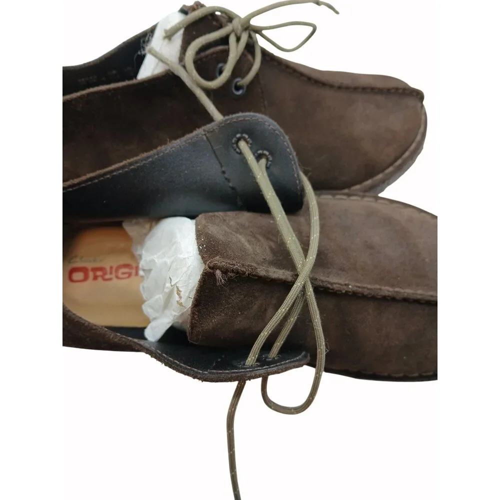 Clarks Originals Desert Trek Brown Suede Lace Up Shoes Crepe Sole Mens Size 12